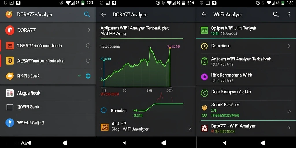 Tampilan antarmuka DORA77 yang menunjukkan analisis jaringan WiFi.