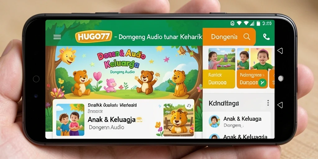 Tampilan antarmuka HUGO77 yang sederhana dan menarik untuk anak-anak.