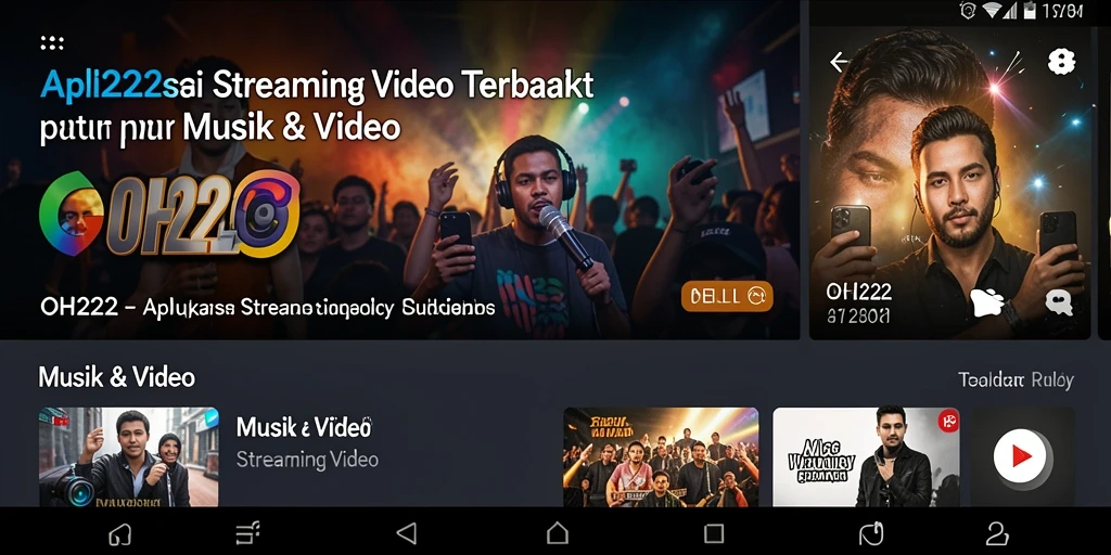 Antarmuka aplikasi OH222 dengan sejumlah pilihan video streaming.