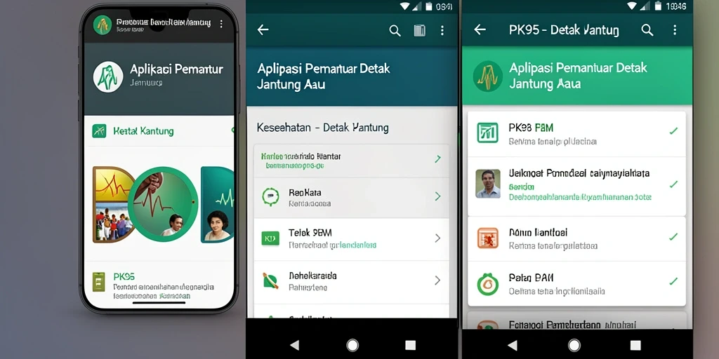 Antarmuka aplikasi PK95 yang ramah pengguna untuk pemantauan detak jantung.