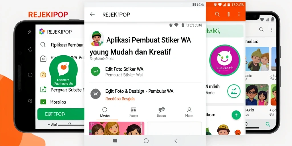 Antarmuka REJEKIPOP untuk membuat stiker WA yang menarik.