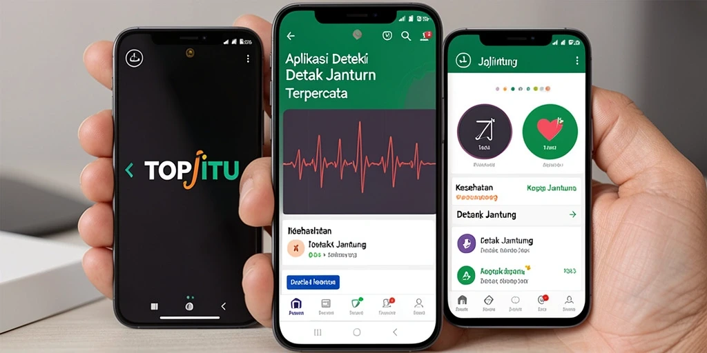 Tampilan antarmuka pengguna aplikasi Detak Jantung TOPJITU yang intuitif.