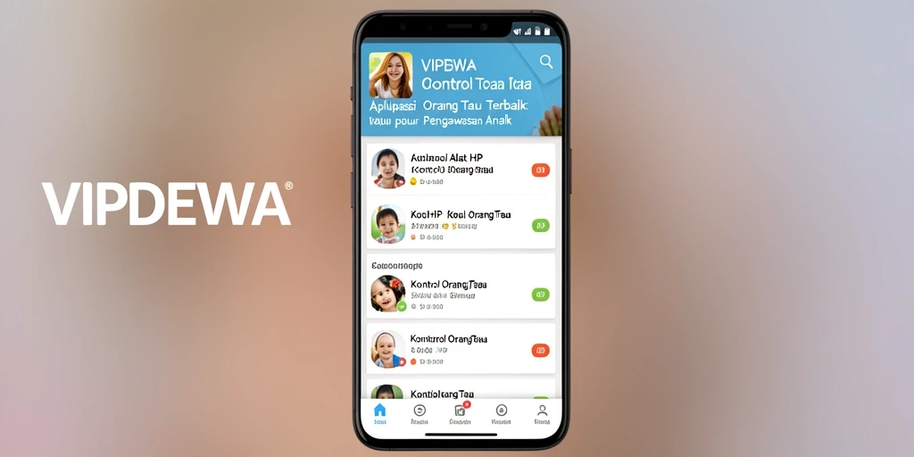 Tampilan antarmuka aplikasi VIPDEWA untuk kontrol orang tua.